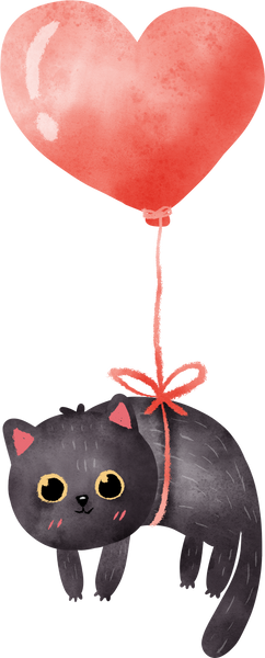 Cat and Balloon Illustration
