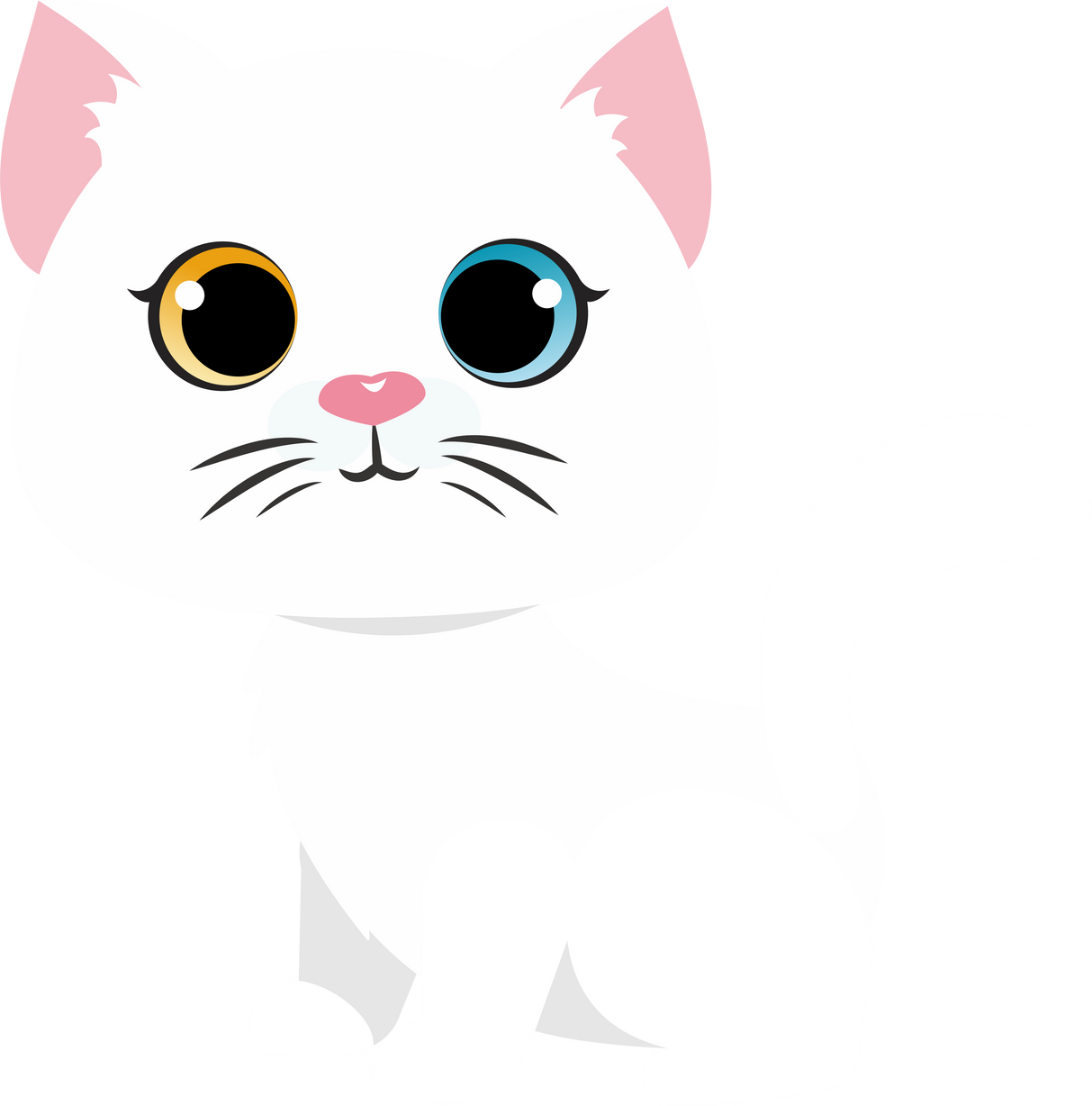 White Cute Cat With Different Eyes Cartoon Icon
